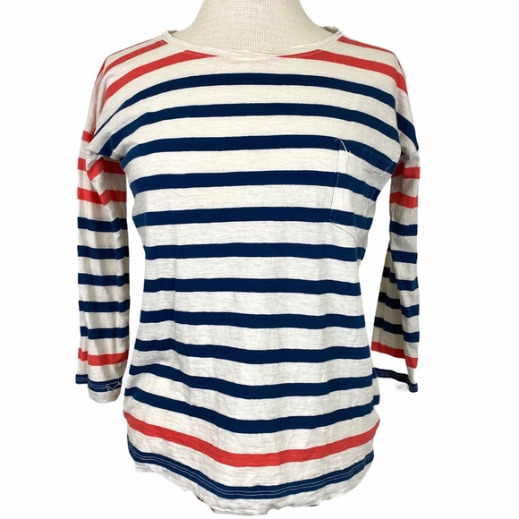 MADEWELL Navy & Orange Striped Tee - Picture 1 of 8